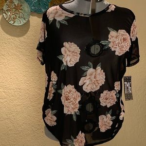 Plus Size Sheer Floral Top 3X